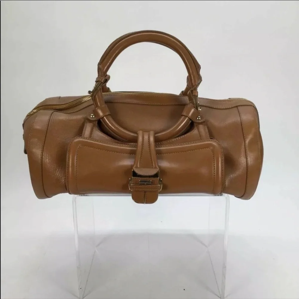 JIMMY CHOO Leather Tahula Hillary Tan Doctor Bag